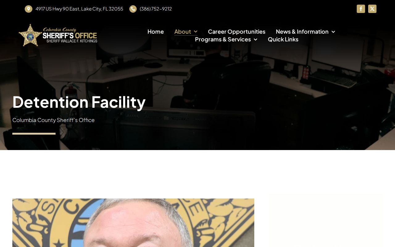 Columbia County arrest booking detention facility page