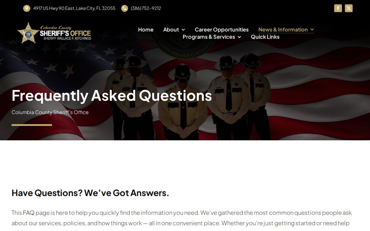 Columbia County arrest records and jail FAQ