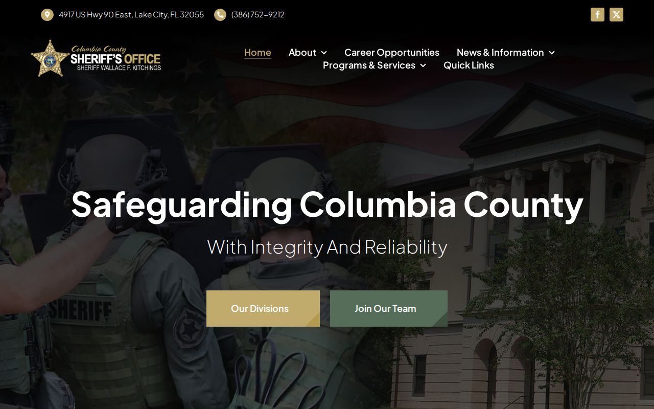 Columbia County sheriff record source serving Fort White