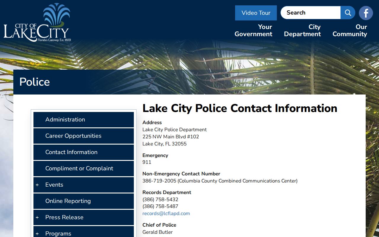 Lake City police criminal records contacts