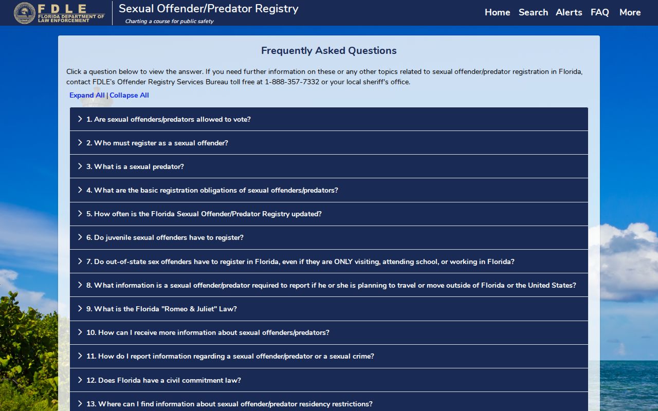 Columbia County sex offender registry profile field explanation